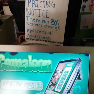 Cash no upcharge  Cards 3% swipe fee