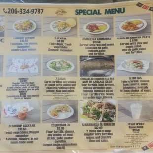 a special menu