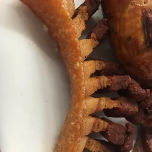 These are some kind of pork belly. They look cool and I had no idea what they were. I didn't really care for it. Just pig fat.