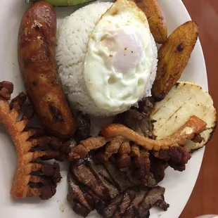 Bandeja Paisa. Awesome except that I personally didn't care for the pork belly things.
