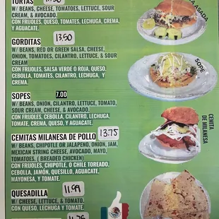 Menu/Mexican options, page 2