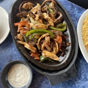 Beef and chicken fajita