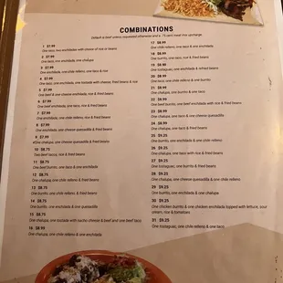 Menu Combinations