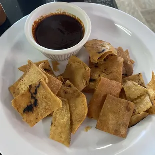 House made chips with mole dipping sauce