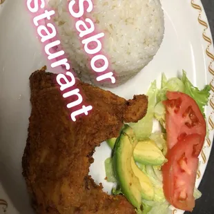 White Rice, Fried Chicken &amp; Salad