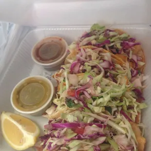 Fish tacos with no avocado.