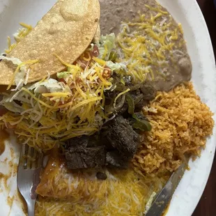 #38! Fajitas, enchiladas, taco, rice &amp; beans!