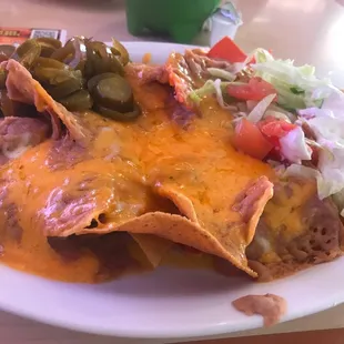 Bean and cheese nachos