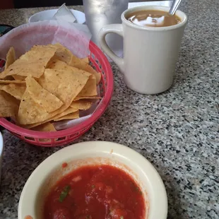 Complimentary chips/salsas with meal