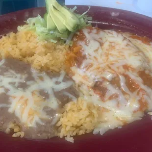 Relleno, rice and beans