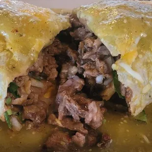 Wet Asada burrito.   No rice, extra extra meat ($3).  Well worth it