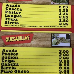 the menu