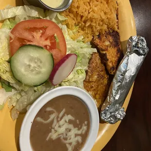 Grilled chicken - salad dressing and rice were very good