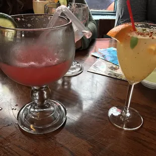 Strawberry margarita and cantarito