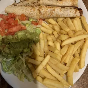 Chicken quesadilla special and papas Fritas.