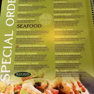 Special order Beef seafood Mixed items