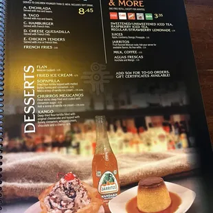 Beverage Kids Desserts menu