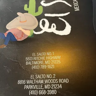 Menu cover