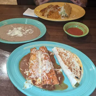 #1 w chicken, side of beans, in front #31 w chicken