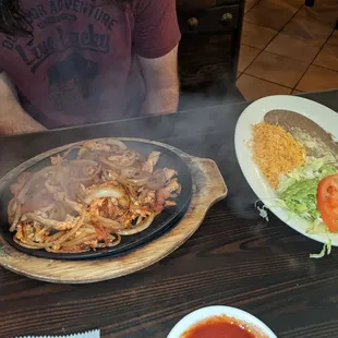 Chicken fajitas minus green peppers