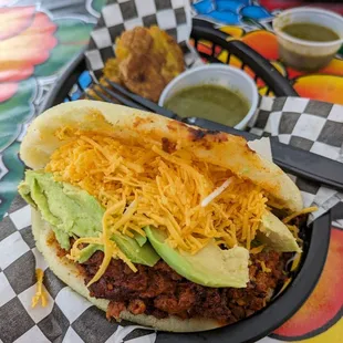 Chorizo aprepa with avocado ($1) GF - hard to put down so good!