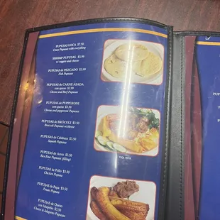 Pupusas menu