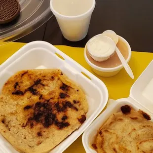 12570. Pupusas Loca and  12585. Pupusas Revueltas Chicharron Queso y Frijoles.