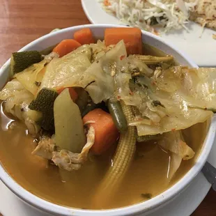 Sopa de gallina was flavorful. I didn't really care for the chicken, but the soup and veggies were perfect.