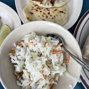 Kimchi slaw and pupusa