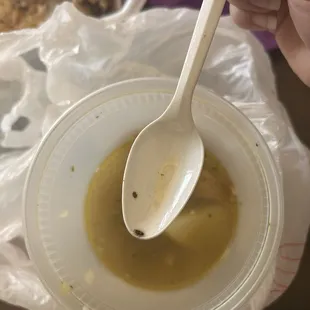 Cockroach in the caldo de pollo.