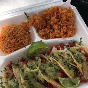 5 Chorizo Tacos w/ Double Rice