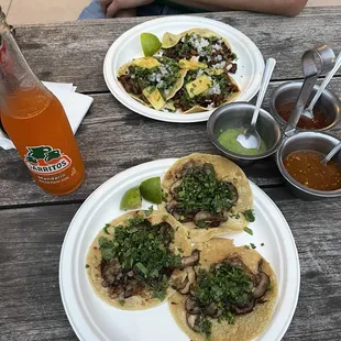 Tacos de hongo and tacos de al pastor