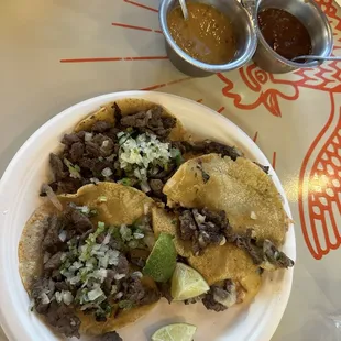 Asada tacos and mulita