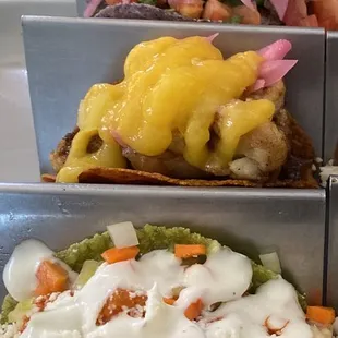 Quinoa (top) jerk cauliflower (center) spicy tofu (bottom)
