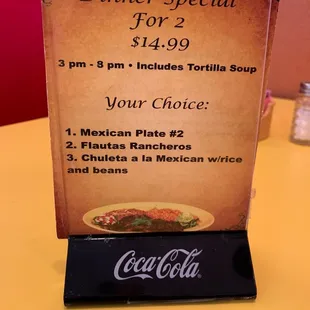 a menu for a mexican restaurant