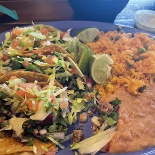 Steak taco dinner with no cheese or sour cream