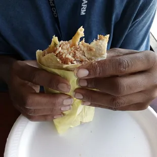 Chicken burrito lots of chicken, flavorful