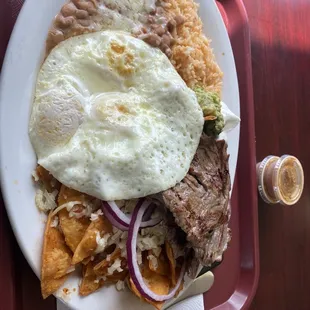 Chilaquiles with Egg and Carne Asada
