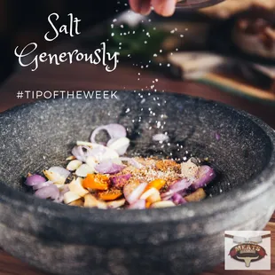 If your food tastes bland, chances are it just needs more salt.  Visit our FB or IG pages to learn the best tips for salting your food.