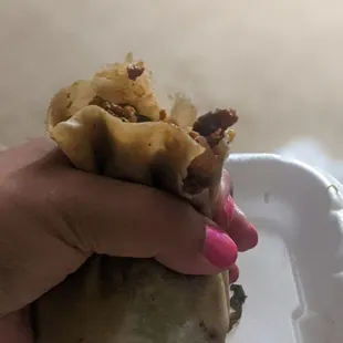 This was half of an all meat burrito. This one is from the the truck in the Pet Supplies Plus parking lot. Very disappointed