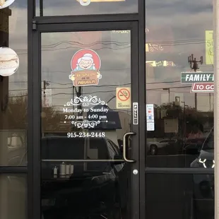 the front door of a restaurant