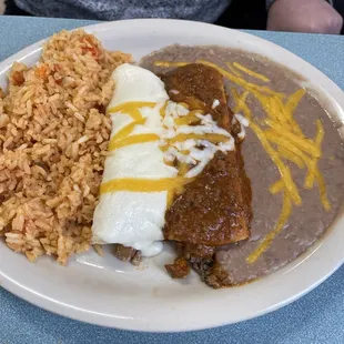 #1 Beef enchiladas and Chicken enchiladas