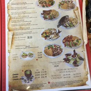 seafood menu