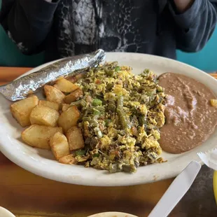 Huevos a la Mexicana with Machacado and Nopales
