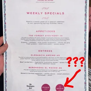 What is this "Michelin Star" doing on the menu?