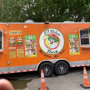 an orange food truck