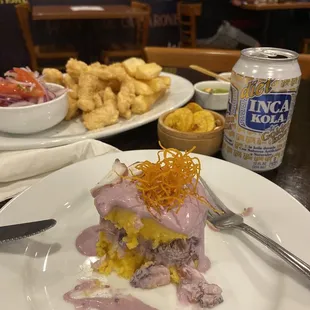 Causa de Pulpo y Chicharrón de Pescado