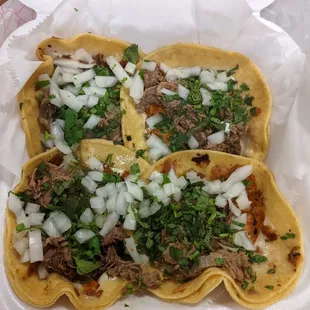 Shredded beef tacos.