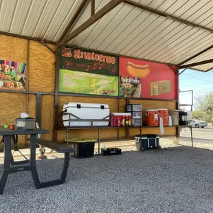 Self serve drinks under the menu.