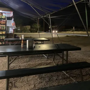 Outdoor seating covered